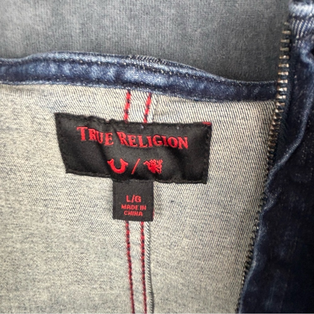 True Religion Man U Skinny Women's Denim Overalls Sz Large - Picture 7 of 16